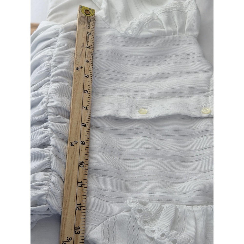Vtg Montgomery Ward Dress Girls 6X White Striped‎ Ruffle Lace Cottagecore - Picture 9 of 12